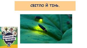  Світло й тінь. Природні та штучні джерела світла. 6 клас НУШ