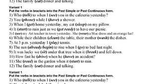 Test Past Simple vs Past Continuous