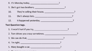 Question tags (Disjunctive questions)