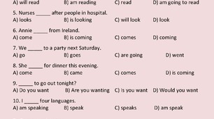 Test Present Simple vs Present Continuous