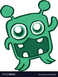 Happy green monster cartoon for kids Royalty Free Vector