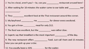 Meals and Eating out