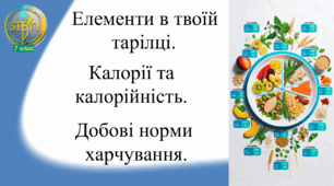 STEM 7 клас. Урок 5. Елементи в твоїй тарілці. Калорії та калорійність. Добові норми харчування.