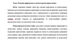 План-конспект "Основні орфограми та пунктограми (практично)"