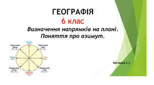 6 клас. Презентація "Визначення напрямків на плані. Поняття про азимут"