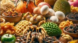 Reading. Text "Five of the Weirdest Foods in the World"