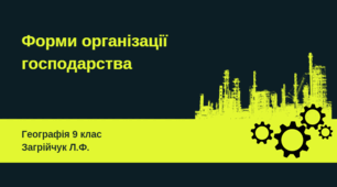 Презентація "Форми організації господарства. Територіальна структура економіки". Географія 9 клас