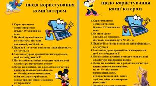 Пам'ятка про правила користування комп'ютером