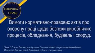 Урок №11. Вимоги нормативно-правових актів про охорону праці щодо безпеки виробничих процесів, обладнання, будівель і споруд