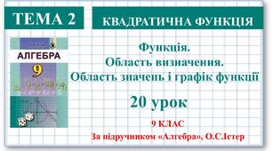 9 клас. Алгебра. Урок №20. Функції. Область визначення, область значень і графік функції