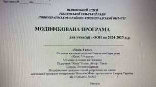 Модифікована програма для дітей з ООП (інклюзивне навчання, інтелектуальне порушення)з хімії 8 клас.