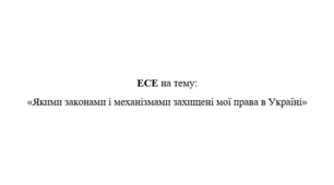 Есе на тему «Якими законами і механізмами захищені мої права в Україні»