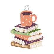 стокові ілюстрації на тему чайна чашка стоїть на стопці книг. купа паперових книг у твердій палітурці із закладками та кухоль з гарячим напоєм. кольорова плоска векто� - чай