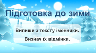 ВИЗНАЧ ВІДМІНКИ ІМЕННИКІВ. ПІДГОТОВКА ДО ЗИМИ