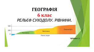 6 клас. Презентація "Рельєф суходолу. Рівнини" НУШ
