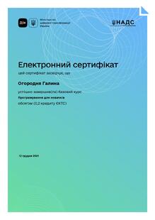  “Програмування для новачків”	Дія Освіта	Базовий курс