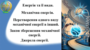 STEM 7 клас. Урок 17. Енергія та її види. Механічна енергія. Перетворення одного виду механічної енергії в інший. Закон збереження механічної енергії. Джерела енергії.