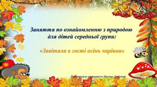 Заняття по ознайомленню з природним довкіллям "Завітала в гості осінь чарівна"