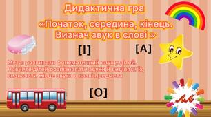 Дидактична гра  «Початок, середина, кінець. Визнач звук в слові»