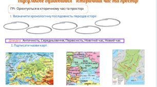 Підсумкова робота №1 "Історичний час та простір" (програма О. Пометун) за ГР1,ГР2,ГР3