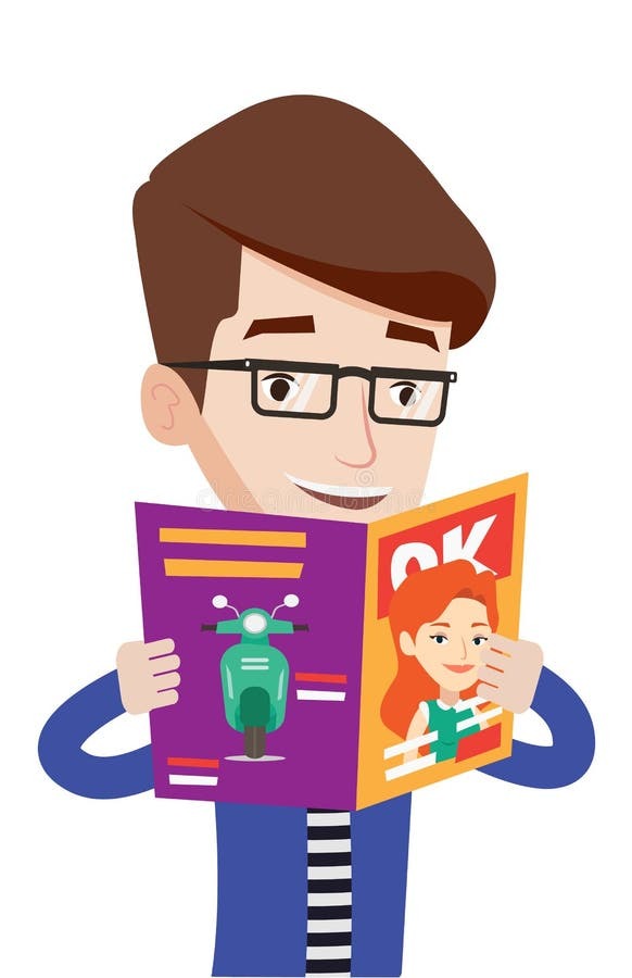 Man Reading Magazine Vector Illustration. Stock Vector - Illustration of journal, flat: 80110103