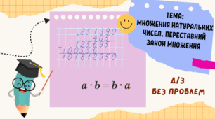 Множення натуральних чисел. Переставний закон множення