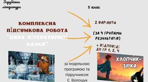 КОМПЛЕКСНА ПІДСУМКОВА КОНТРОЛЬНА РОБОТА (за 4 групами результатів) із зарубіжної літератури для 5 класу за розділом: "Дива літературної казки"