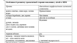 Особливості розвитку граматичної сторони мовлення у дітей із ЗНМ