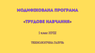 Модифікована програма   «ТРУДОВЕ НАВЧАННЯ» 1 клас НУШ