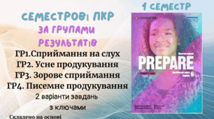 Prepare 6. (I term) Семестрові ПКР за групами результатів.