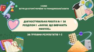 Діагностувальна робота № 1  за розділом І  «Науки, що вивчають минуле»