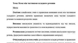 План-конспект "Кома між частинами складного речення"
