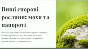 Презентація до уроку "Вищі спорові рослини: мохи та папороті"