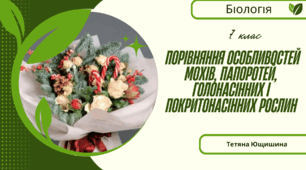 Порівняння особливостей мохів, папоротей, голонасінних і покритонасінних рослин. 7клас. НУШ