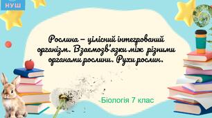 Презентація НУШ "Рослина — цілісний інтегрований організм. Взаємозв’язки між різними органами рослини. Рухи рослин".
