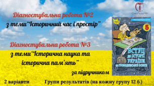 Діагностувальна робота №2-3  з тем: “ ІСТОРИЧНИЙ ЧАС І ПРОСТІР”, : “ІСТОРИЧНА НАУКА ТА ІСТОРИЧНА ПАМ’ЯТЬ за підручником І. Щупак, О. Бурлака, І. Піскарьова, А. Посунько , 5 клас