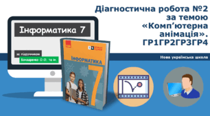 7 клас НУШ - Діагностична робота №2 за темою  «Комп’ютерна анімація». ГР1ГР2ГР3ГР4