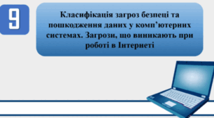 Тестування на тему: "Класифікація загроз безпеці та пошкодження даних у комп’ютерних системах. Загрози, що виникають при роботі в Інтернеті"
