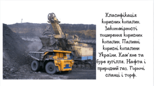 Класифікація корисних копалин. Закономірності поширення корисних копалин. Паливні корисні копалини України. Кам’яне та буре вугілля. Нафта і природний газ. Горючі сланці і торф.