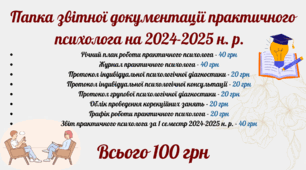 Папка звітної документації практичного психолога на 2024-2025 н. р.