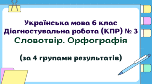 Діагностувальна робота (комплексна підсумкова робота / КПР) з теми "Словотвір. Орфографія". Українська мова 6 клас. 4 групи результатів