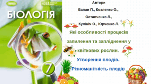 Які особливості процесів запилення та запліднення у квіткових рослин. Утворення плодів. Різноманітність плодів 7 клас НУШ