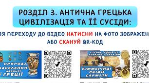 Антична грецька цивілізація та її сусіди. Список відеоуроків до 3 Розділу. 6 клас