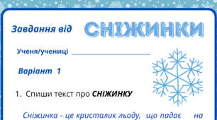День СНІЖИНКИ.  Робочий аркуш - завдання від  СНІЖИНКИ