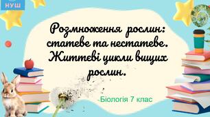 Презентація НУШ "Розмноження  рослин: статеве та нестатеве. Життєві цикли вищих рослин".