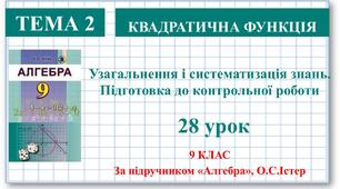 9 клас. Алгебра. Урок №28. Узагальнення і систематизація знань. Підготовка до контрольної роботи