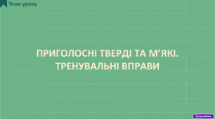 Тренувальні вправи. Приголосні тверді та м’які. Напівпом’якшені (пом’якшені) приголосні