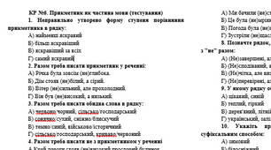 КР №6. Прикметник як частина мови (тестування)