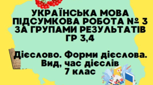 Підсумкова робота за групами результатів ГР 3, ГР 4. ДІЄСЛОВО. ФОРМИ ДІЄСЛОВА. ВИД, ЧАС ДІЄСЛІВ