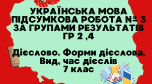 Підсумкова робота за групами результатів ГР 2, ГР 4. ДІЄСЛОВО. ФОРМИ ДІЄСЛОВА. ВИД, ЧАС ДІЄСЛІВ